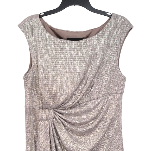 Connected Apparel Shimmer Midi Sleeveless Faux Wrap semi formal Dress Size 6 - Picture 4 of 12